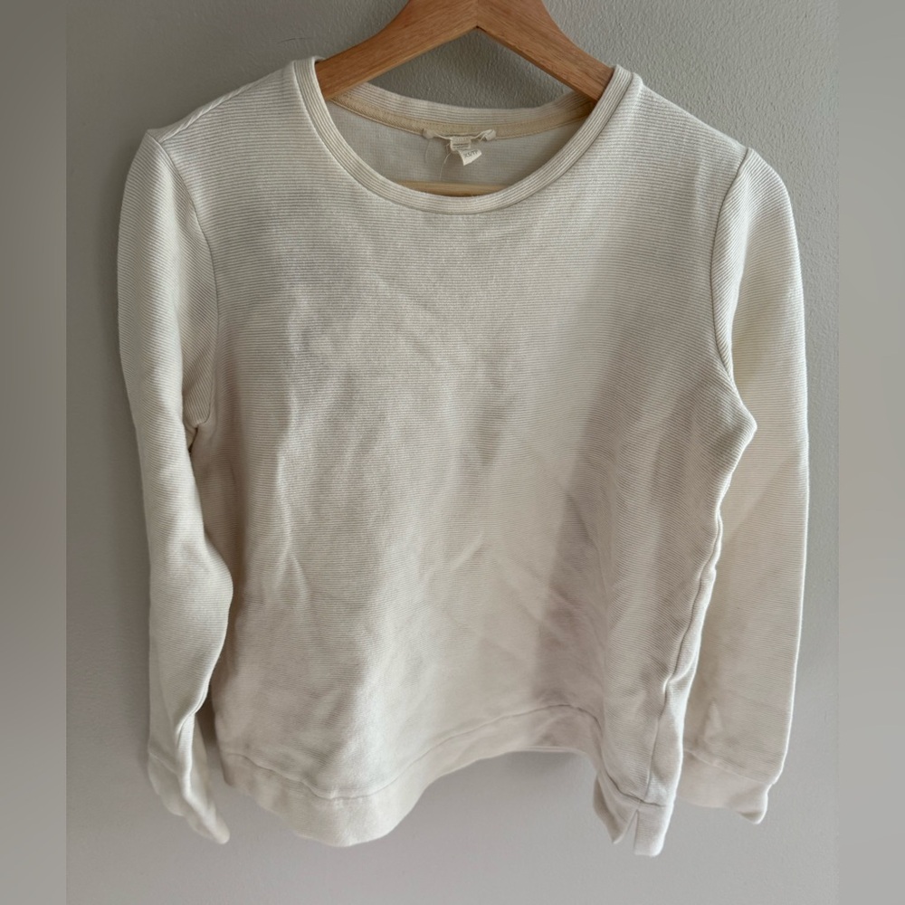 Eileen Fisher Ribbed Knit Top Long Sleeve Organic Cotton Blend Cream